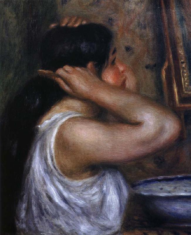 Pierre Auguste Renoir kvinna som kammar sig Germany oil painting art